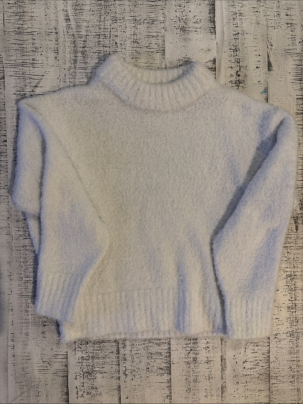 Classic White Sparkly Mock Neck Women’s Sweater